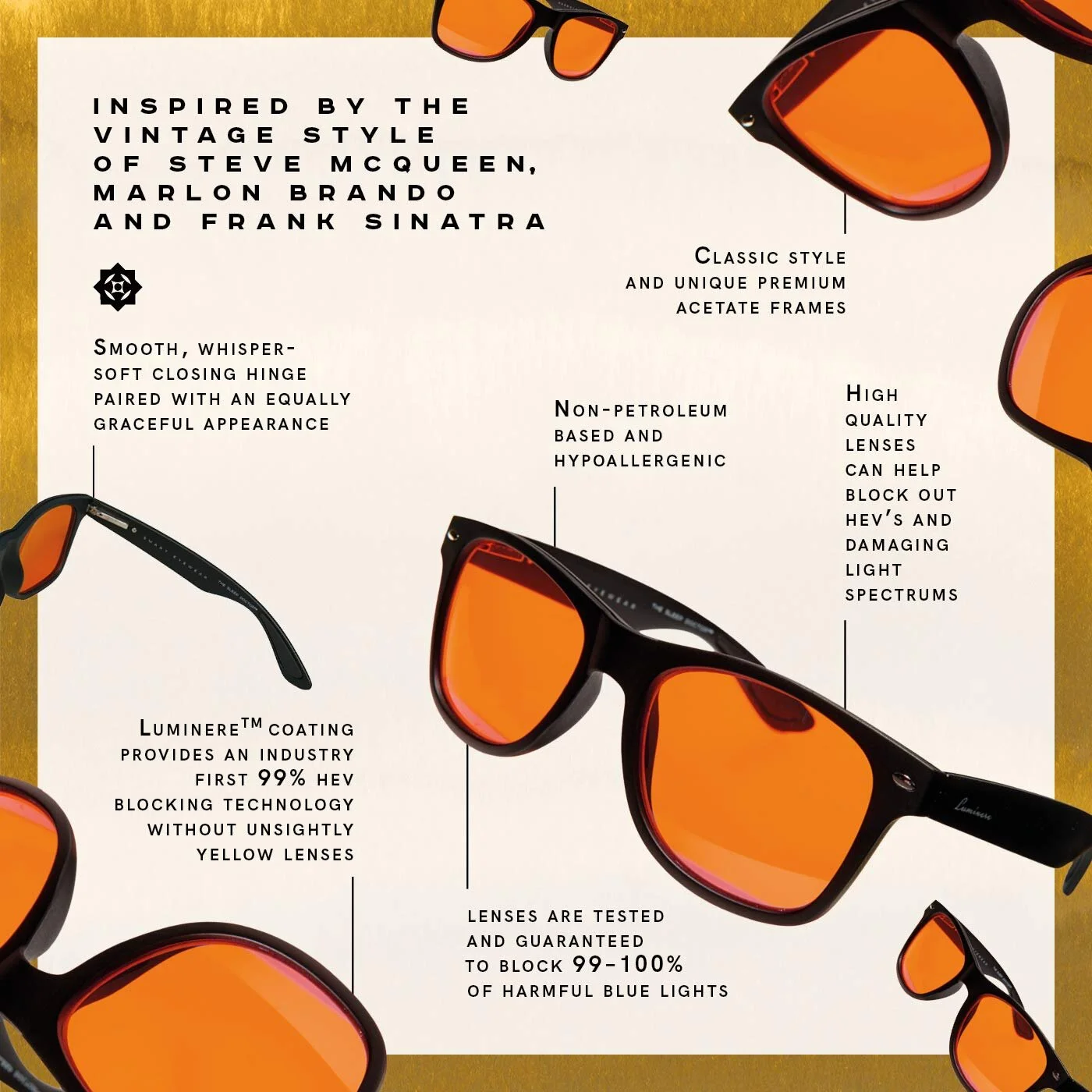 Sleep doctor Blue Blocker Glasses Black Classic Style 2 Pairs Luminere